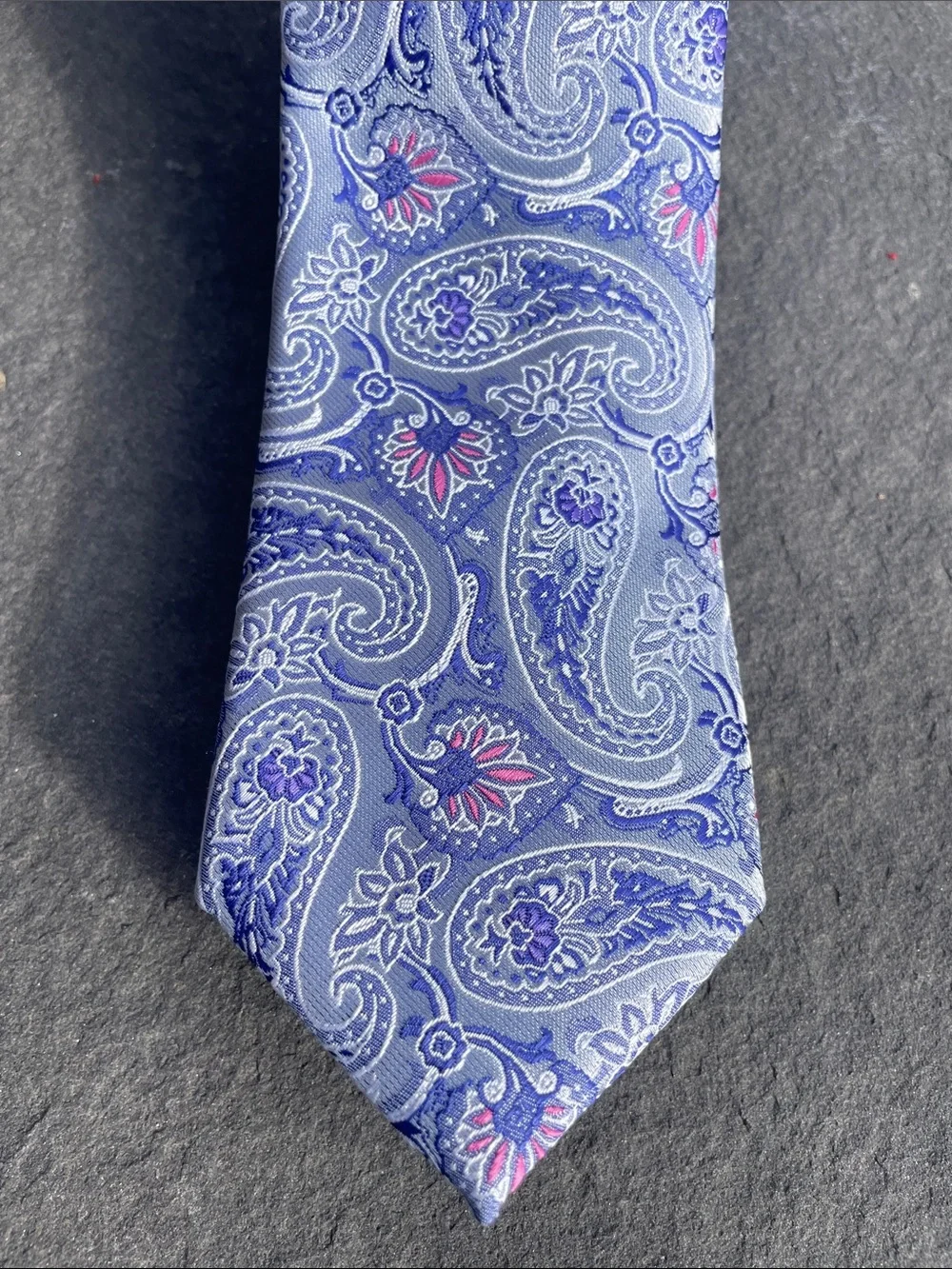 Men's  Paisley Tie with Silver Accents